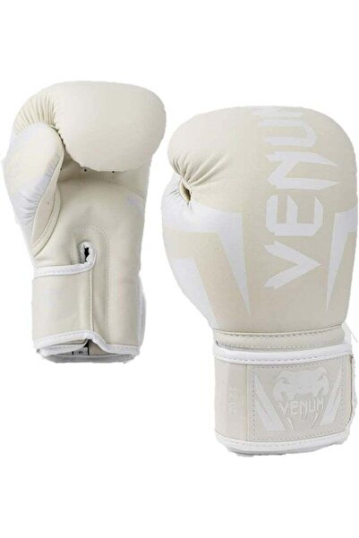 Venum قفازات ملاكمة إيليت للبالغين - أبيض/أبيض مائل للبيج - 10 أونصة