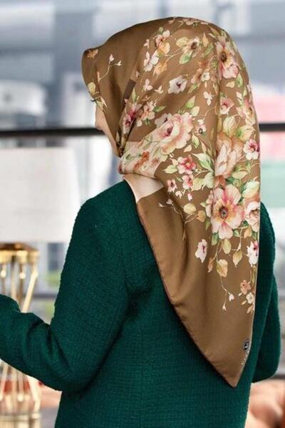 Vissona وشاح تيفيل الحريري 6273 - 9 - 0007 نمط زهور بني