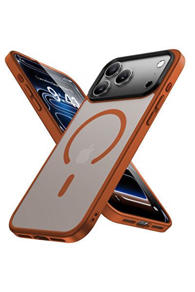 Casey Studios Husa Magsafe iPhone 17 Pro, Incarcare Wireless, Margini Ridicate, Slim, de Protectie, Portocaliu