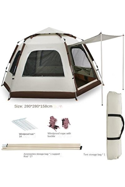 Waves-Digital خيمة ويفز ديجيتال الخارجية المقاومة للماء، خفيفة الوزن، سداسية الشكل، تتسع لأربعة أشخاص، قابلة للطي والحمل