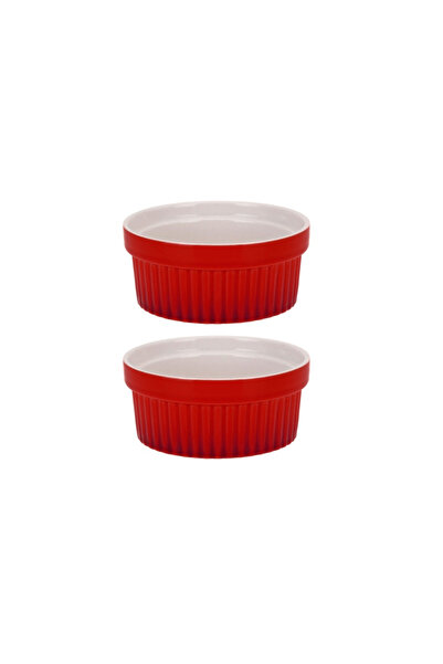 Excellent Houseware set of 2 ramekins, porcelain, 9x5 cm, red/white
