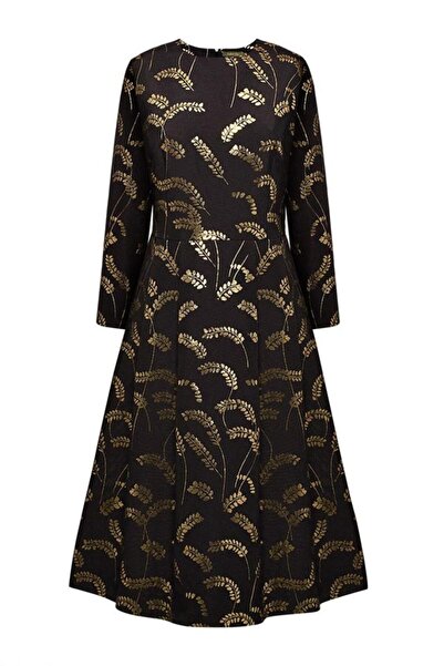 AVON Black Jacquard Print Dress Size 34