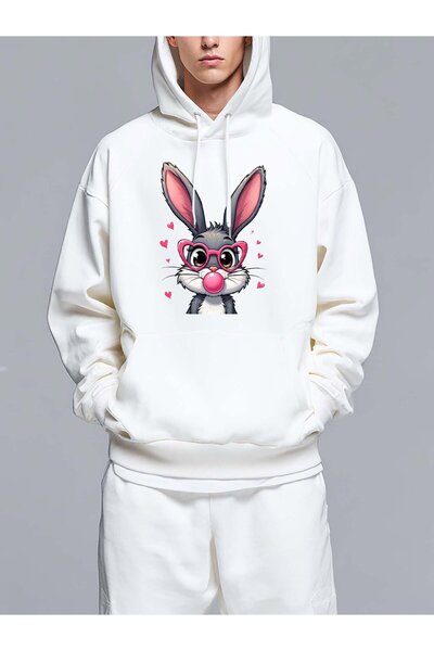 MIXSNOW سويت شيرت بغطاء رأس مطبوع قصة فضفاضة - نمط كاجوال عصري - هودي مريح بر...