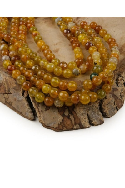 RLX BUJİTERİ حجر طبيعي أصلي 8 مم عقيق عسلي 1 سلسلة (47 قطعة)