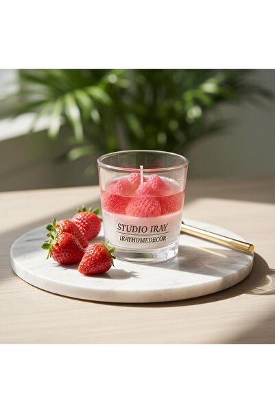irayhomedecor Çilek Kokulu Dekoratif Mum