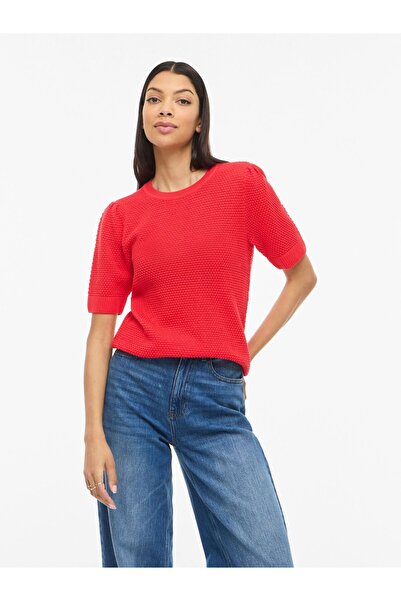 VILA Strickoberteil Kurzärmeliges