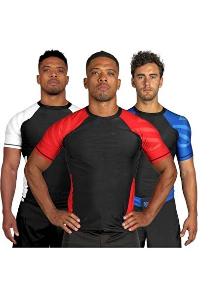 Sanabul Essential Short Sleeve Compression Shirt For Men (X-Large, Red)