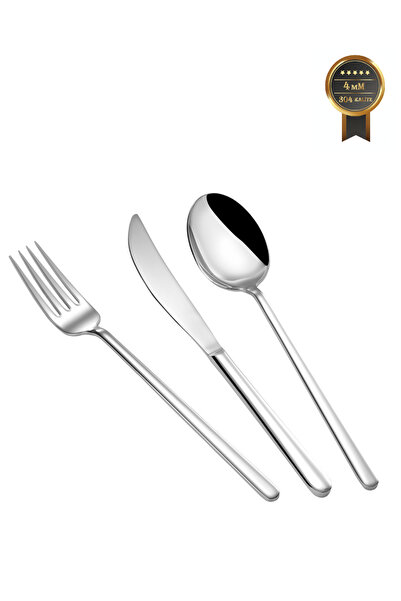 Arsel Lotus Sade Klasik 84 Parça Premium Ağır 12 Kişilik Takım 4mm Çatal Kaşı...
