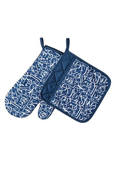 REVE طقم قفازات وحامل أواني من القطن مطبوع