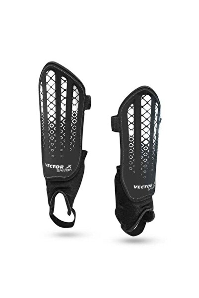 Vector X Samba Adjustable Football Shin Guards – Black & White, Protective Soccer Training & Match