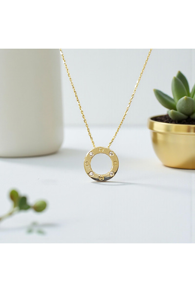 NOVA GRUP MÜCEVHERAT YUVARLAK TAŞLI KOLYE 14 AYAR ALTIN