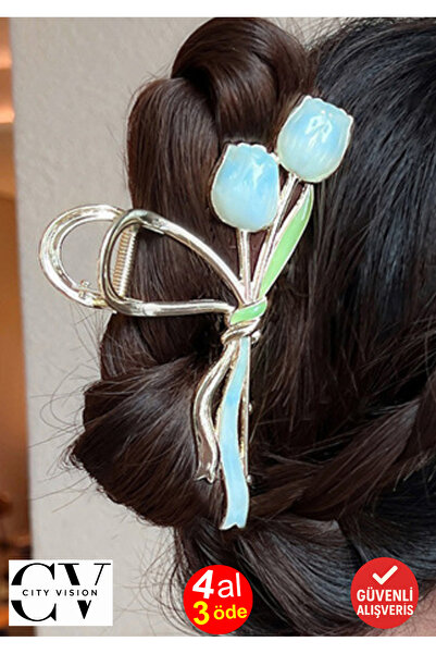 cityvision Tulip Figure Turquoise Color Metal Hairpin Hair Clip