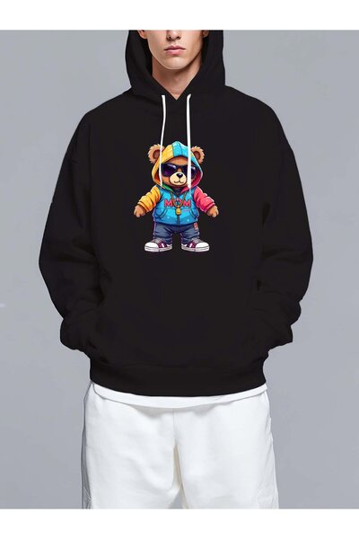 MIXSNOW سويت شيرت بغطاء رأس مطبوع قصة فضفاضة - نمط كاجوال عصري - هودي مريح بر...