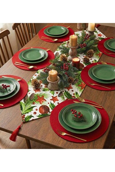 NRZ NEREZ TEKSTİL NEREZ TEKSTİL Amerikan Servis, 6'lı Kırmızı Renk Supla Ve R...