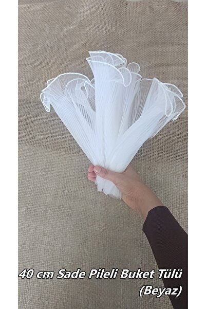 Zarif 40 cm Şifon/Tül Fırfır Beyaz Süsleme Kuşağı