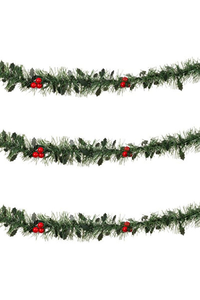 Tam12den Home إكليل عيد الميلاد الأخضر مع الفواكه 3 متر * 7 سم