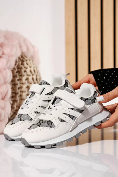 Zaira Λευκά παιδικά πάνινα παπούτσια από υφασμάτινο υλικό Betsy #21016