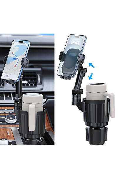 XVD حامل هاتف وكوب 2 في 1 للسيارة، ذراع طويل قابل للتعديل عالميًا مع دوران 36...