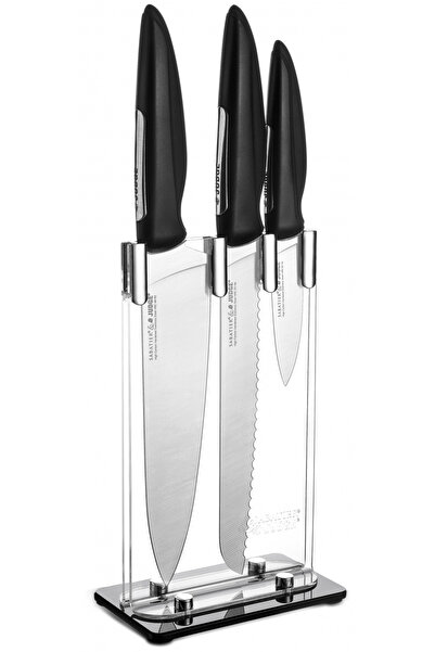 JUDGE Set de cuțite Sabatier IP cu suport, oțel inoxidabil, 35.5/8/13.5, negr...