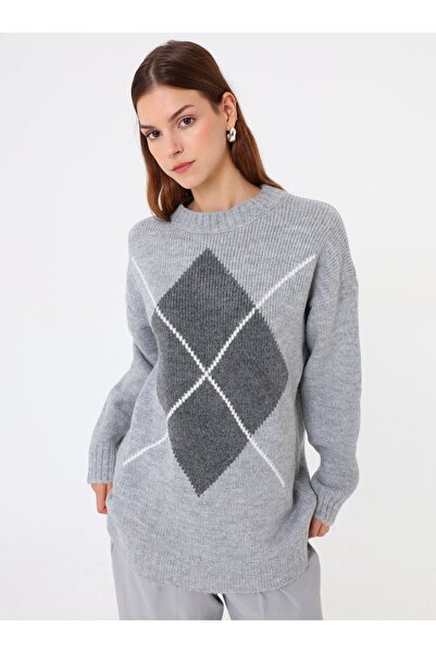 Refka Baklava Patterned Sweater - Gray -