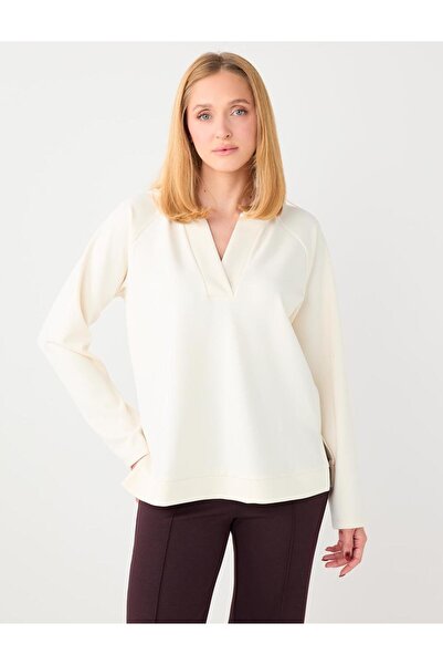 Jimmy Key Ecru Long Sleeve Hooded Knitted Sweatshirt