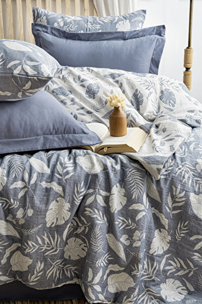 Şaheser Home Collection Lusso Muslin Duvet Cover Set, 100% Cotton Muslin Fabric, Breathable Muslin Duvet Cover Set (240X260 cm)