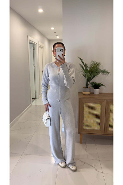 BİRCANÇİL Set de pantaloni din tricot cu detaliu cu nasturi MD Della Gri