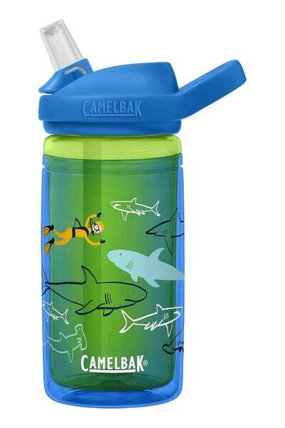 Camelbak مشروب إيدي+ للأطفال معزول حرارياً، 14 أونصة، بتصميم أسماك قرش الغوص