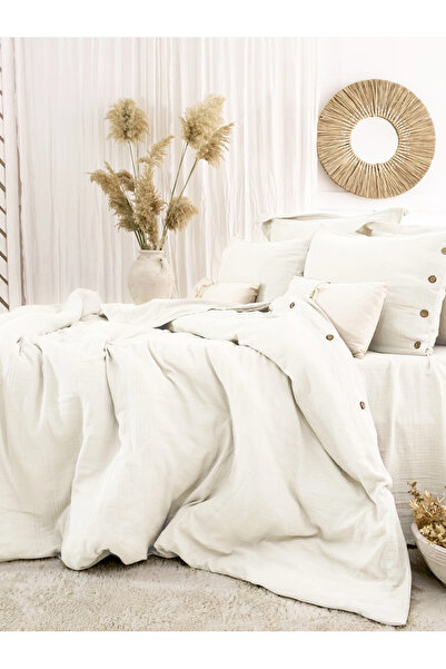 Şaheser Home Collection طقم غطاء لحاف من قماش الموسلين من فيترو، بتصميم بأزرا...