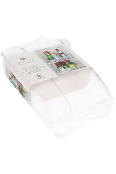 Excellent Houseware Set of 3 refrigerator organizers, plastic, transparent