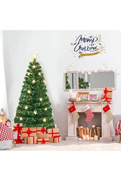 HOZRO Artificial Christmas Tree with Star Topper and LED Stars, Metal Stand, 180 cm