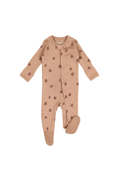 Lovedbaby Body bebe cu fermoar, certificat GOTS, Nutmeg Pinecone, 6-12luni