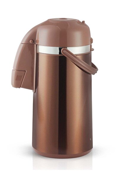 ROYALFORD Thermic Airpot Glass Vacuum Flask - 3.5 Litre, Double Wall, Glass Inner, Brown