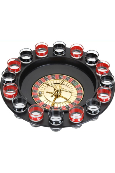 Excellent Houseware Set de 16 pahare de shot, sticlă/polipropilenă, 30 cm, negru/roșu