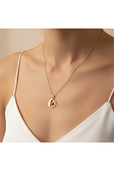 Madame Deco & Takı Madame Tasarım Gold Ay & Güneş Figürlü Çelik Kolye – Karar...