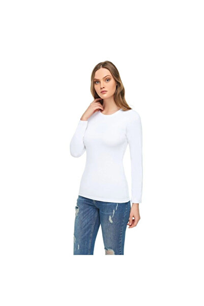 Tutku Elit White Long Sleeve Basic Women's Body