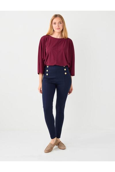 Jimmy Key Πλεκτό κολάν με ψηλόμεσο κολάν σε μπλε ναυτικό χρώμα