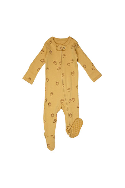 Lovedbaby Body bebe cu fermoar, certificat GOTS, Honey Acorn, 3-12luni