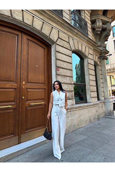 ZF BUTİK Women's Buttoned Vest Pants Asymmetrical Suit