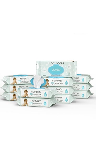 Momcozy Șervețele umede pe bază de apă, hipoalergenice, fără parfum, EXTRALARGE, 60 buc.