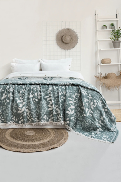 Şaheser Home Collection غطاء سرير من الموسلين من أمور، بطانية من الموسلين الق...