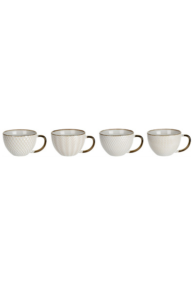 Excellent Houseware Set of 4 mugs, ceramic, 15x12x8 cm, 460 ml, white