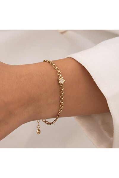 H.M Hakan Mücevherat Taşlı Yıldız 14 Ayar Altın Bileklik