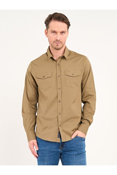 Lee Cooper Men's long-sleeved shirt in solid color