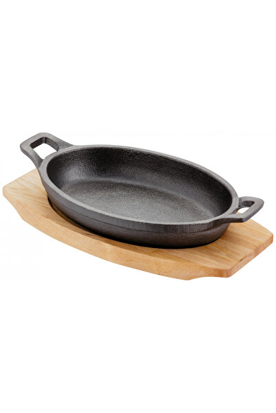 JUDGE Set de servire tapas Sizzle&Serve, fontă/lemn, 16x11 cm, negru/maro