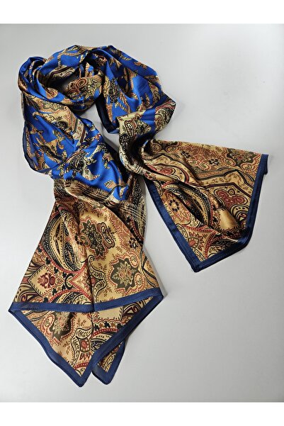 tomrisboutique Lüks Vual İpek Şal Hijab Fular Scarf Shawl Etnik Desen 70 x 18...
