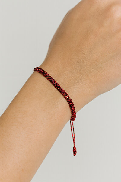 Ayluf Kırmızı Şans Bileklik Simli Ayarlanabilir
