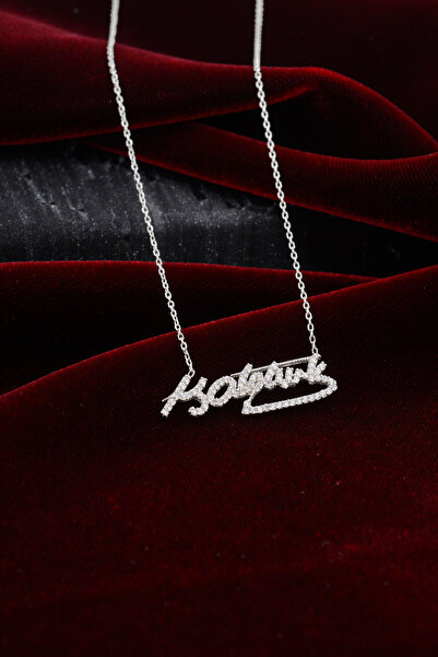 innuendo jewelery 925 AYAR GÜMÜŞ ATATÜRK İMZASI ZİRKON TAŞLI KOLYE