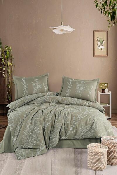 Clasy Set de lenjerie de pat Ranforce dublu Vinya V1 verde