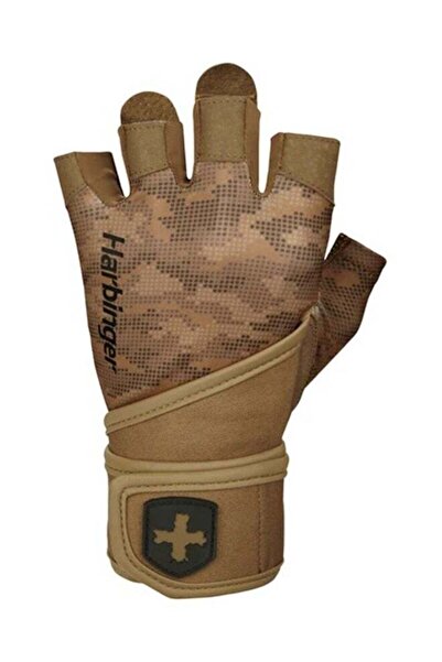 HARBINGER قفازات رفع الأثقال HARB Pro Wristwrap 2.0 - مموهة بلون بني فاتح، مت...